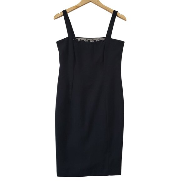 J.R. Nites By Caliendo Vintage Black Sheath Dress Lace Trim USA Womens Size 8 - Picture 1 of 4